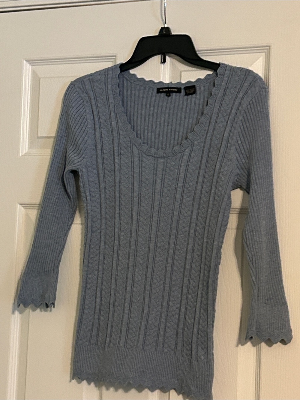 Alfani Light Blue Cable-Knit V-Neck Sweater